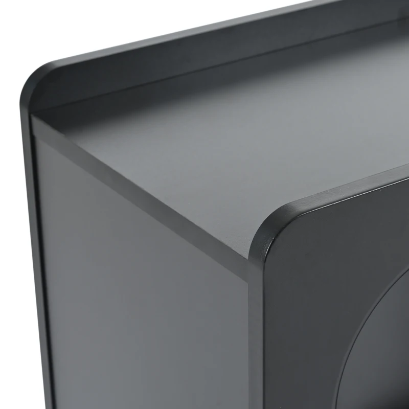 Armoire d'appoint multifonctionnelle avec roulettes, chariot de rangement polyvalent pour salon, salle à manger et chambre à coucher, design arrondi, 82 cm x 30 cm x 53 cm, Noir