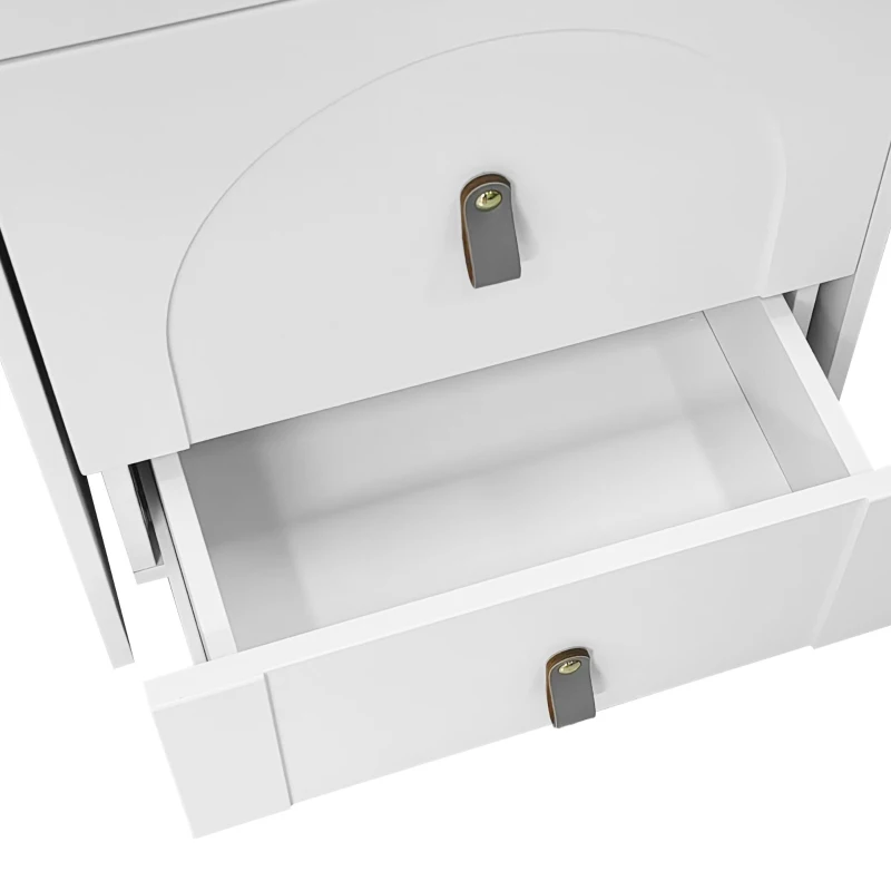 Schminktisch mit LED-Beleuchtung, 3 Schubladen und Spiegel, Multifunktionaler Aufbewahrungshocker, 50×40×115.6 cm, Weiß