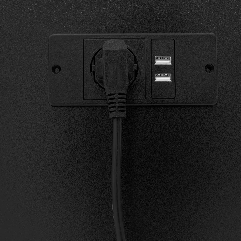 Nachttisch mit USB-Ladeschnittstelle, anhebbarer Tisch, bewegliches Riemenscheiben-Design, zwei Schubladen, 74×40.2×71cm, Schwarz+weiß