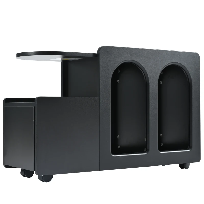 Armoire d'appoint multifonctionnelle avec roulettes, chariot de rangement polyvalent pour salon, salle à manger et chambre à coucher, design arrondi, 82 cm x 30 cm x 53 cm, Noir