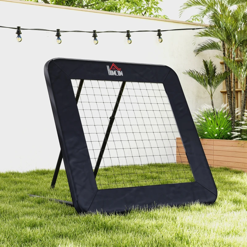 HOMCOM Rebounder Pliabil și Reglabil pentru Fotbal, Baseball și Volei, Plasă de Fotbal, 128x118x108-120 cm, Negru