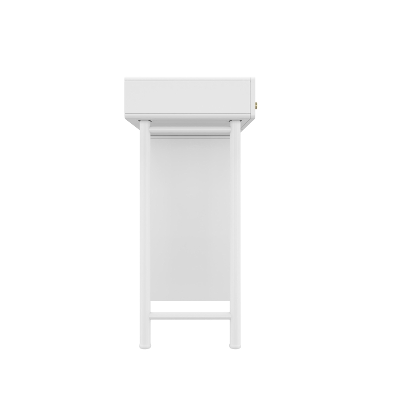 Coiffeuse avec armoires latérales extensibles, armoire de rangement pratique, 200×40×85 cm, Blanc