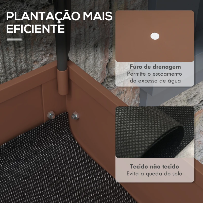 Outsunny Mesa de Cultivo com Rodas 80x40x120 cm Horta Urbana Elevada com Cobertura de Estufa para Cultivar Plantas Flores Marróm