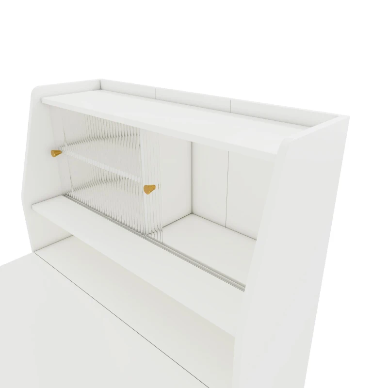 Table à manger extensible avec rangement, Blanc