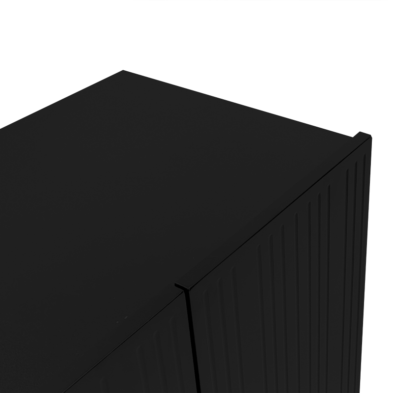 Credenza a goccia, con ante sagomate,  120×37,5×80,8 cm, Nero