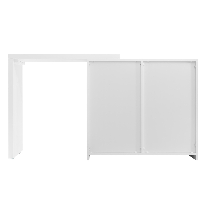 Coiffeuse avec table d'appoint, plateau pivotant (180°), sans miroir ni tabouret, Doré + Blanc