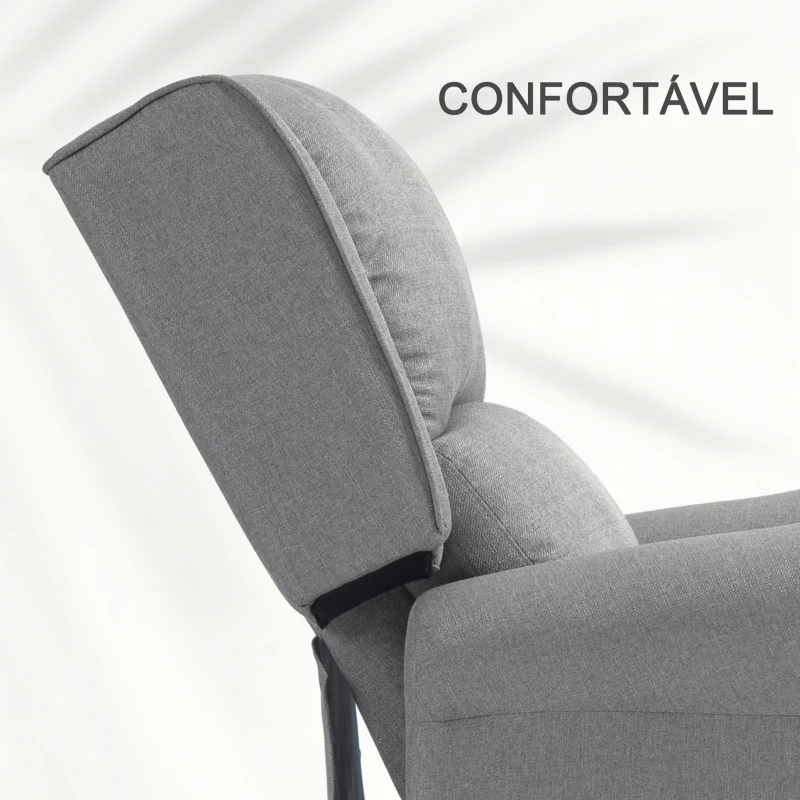 HOMCOM HOMOM Poltrona Reclinável Poltrona Relax com Reclinação Manual até 160° e Apoio para os Pés Retráteis 77x88x102 cm Cinza