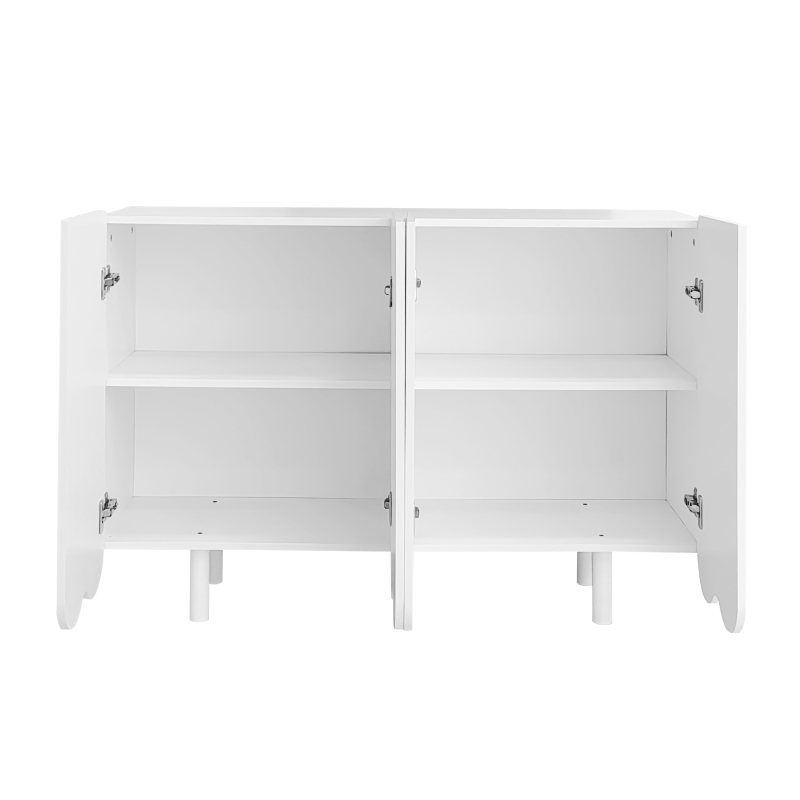 Buffet en forme de larme, avec portes profilées, 120×37,5×80,8 cm, Blanc