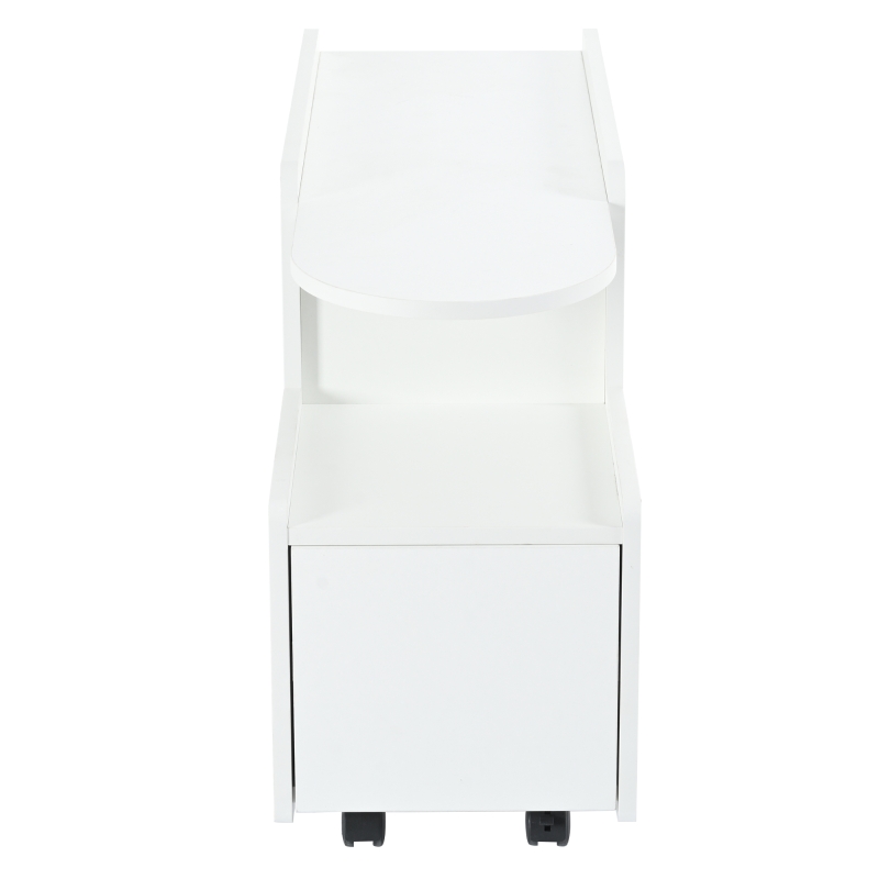 Armoire d'appoint blanche avec roulettes, chariot de rangement polyvalent pour salon, salle à manger et chambre à coucher, design arrondi, 82×30×53 cm, Blanc