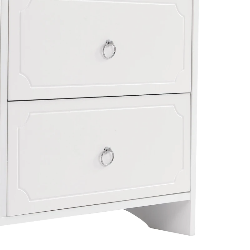 Comò con 6 Cassetti, Include uno specchio rimovibile, 100×50×132 cm,Bianco