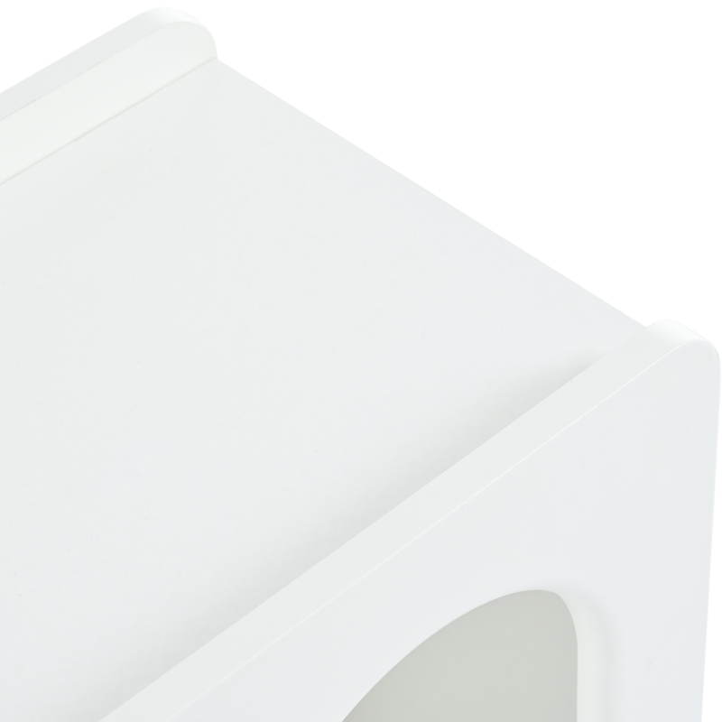 Mobiletto bianco con ruote, versatile carrello portaoggetti per soggiorno, sala da pranzo e camera da letto, design ad arco arrotondato, 82×30×53 cm, Bianco