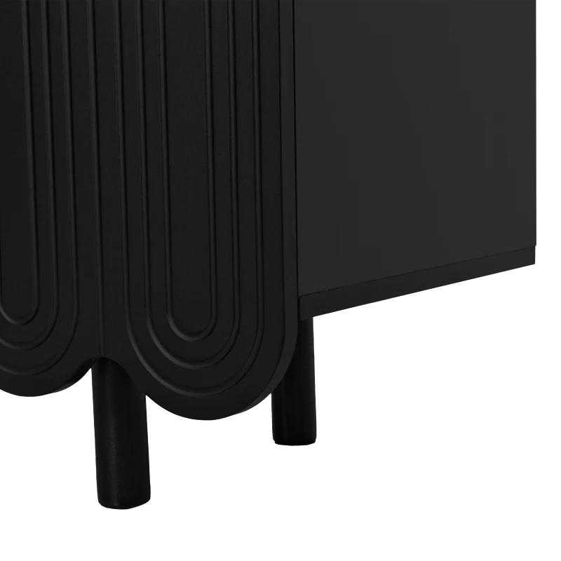 Credenza a goccia, con ante sagomate,  120×37,5×80,8 cm, Nero