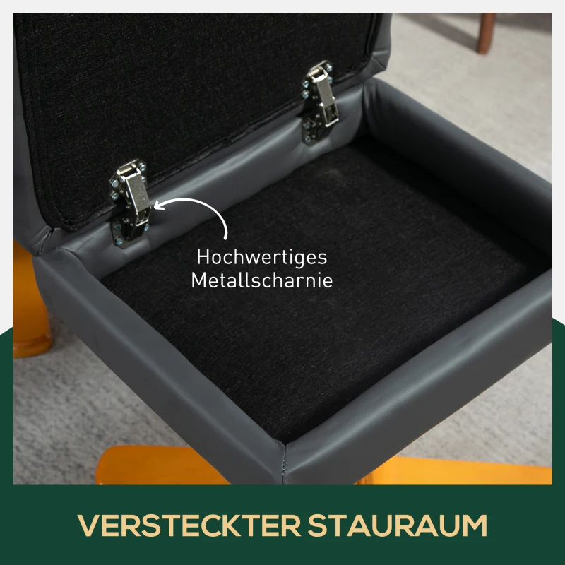 HOMCOM Relaxfauteuil met Poef, 145° Kantelbare Rugleuning, 360° Draaibaar, Kunstleer, Donkergrijs