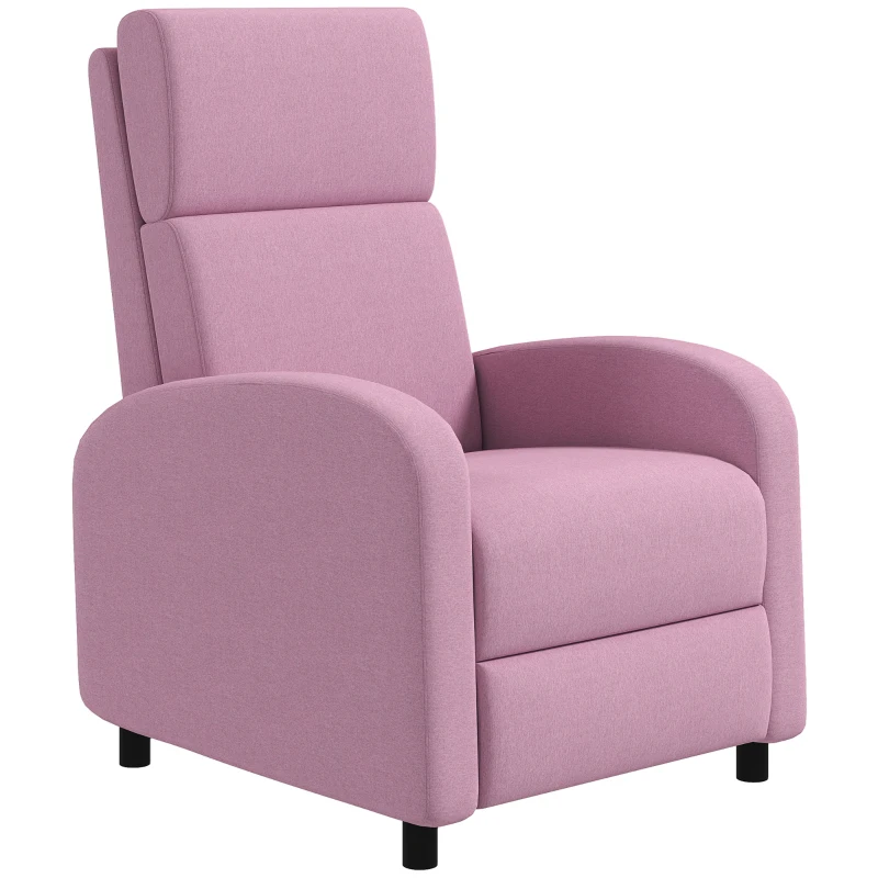HOMCOM Poltrona Relax Reclinável até 160° Poltrona Reclinável Manual com Apoio para os Pés 64x86x102 cm Rosa