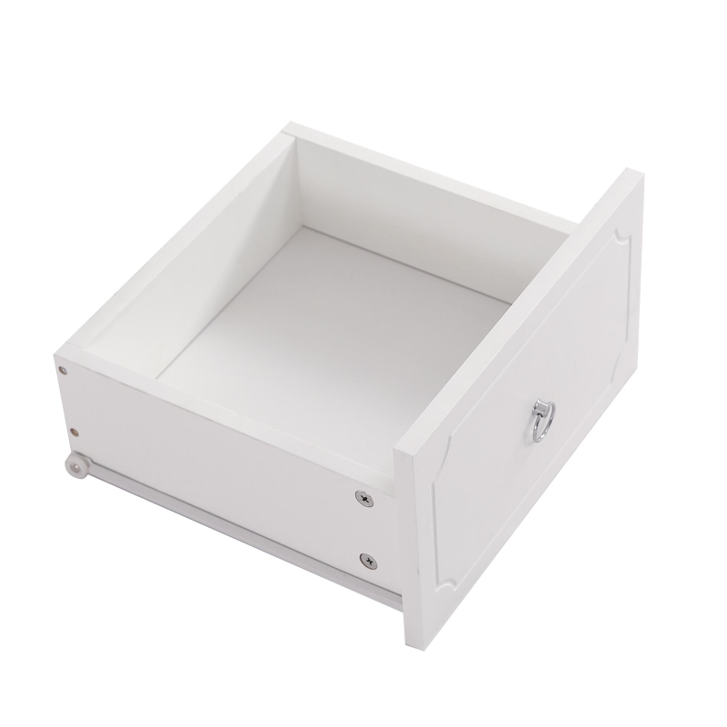 Table de chevet avec 2 tiroirs, glissières silencieuses, bordure embossée, 40×40×51,5 cm, Blanc