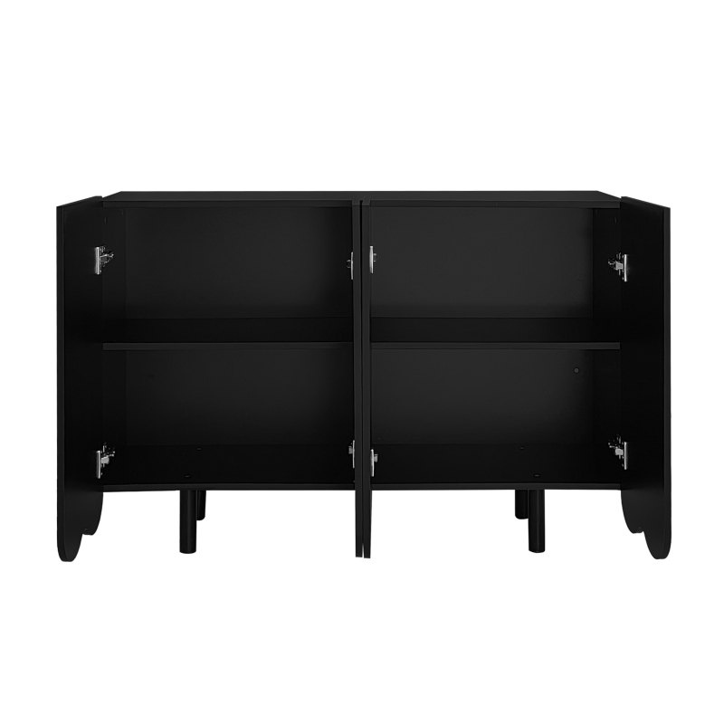 Credenza a goccia, con ante sagomate,  120×37,5×80,8 cm, Nero