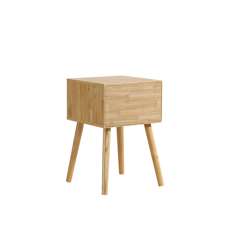 Comodino classico, con piano cassetto in rattan, per soggiorno e camera da letto, 38×38×58,5 cm, Naturale