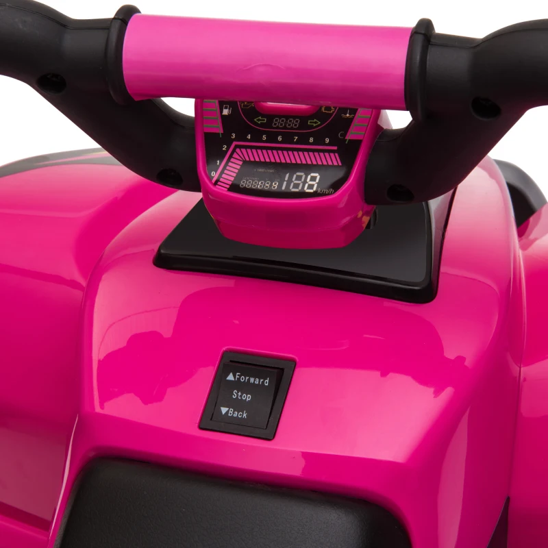 HOMCOM Quadriciclo Elétrico para Crianças de 18-36 Meses Quadriciclo a Bateria 6V com Avance e Retrocesso 72x40x45,5cm Rosa
