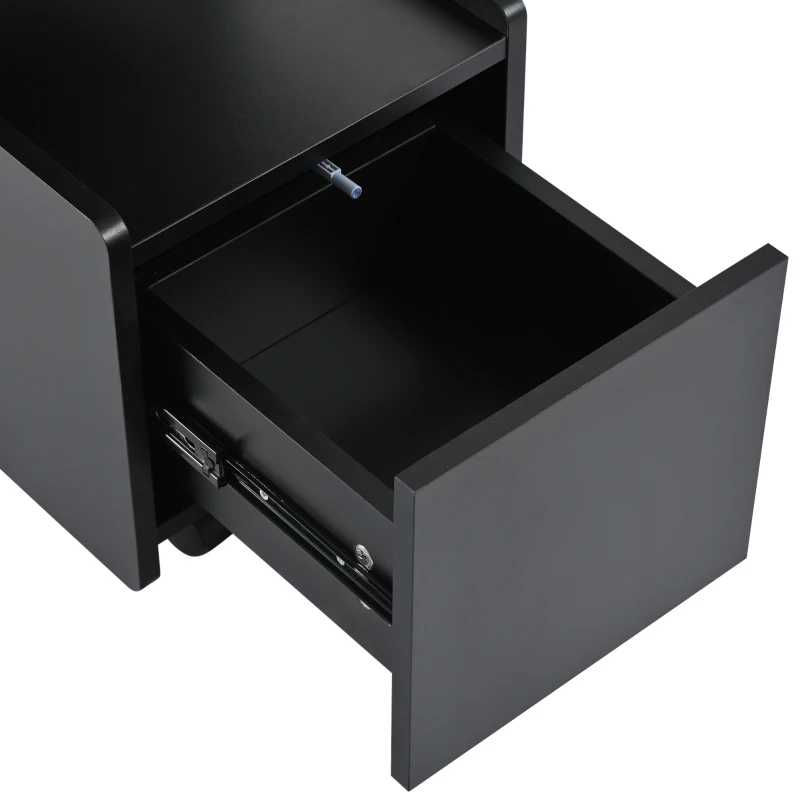 Multifunktionaler Beistellschrank mit Rollen, vielseitiger Aufbewahrungswagen für Wohnzimmer, Esszimmer und Schlafzimmer, 82 cm x 30 cm x 53 cm, Schwarz