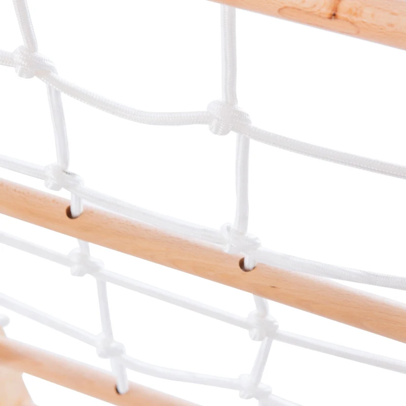 Cadre d'escalade multifonctionnel 7 en 1, balançoire, échelle de corde, toboggan, filet, pierres d'escalade, anneaux, maison de tente, 140×120×120 cm, Naturel