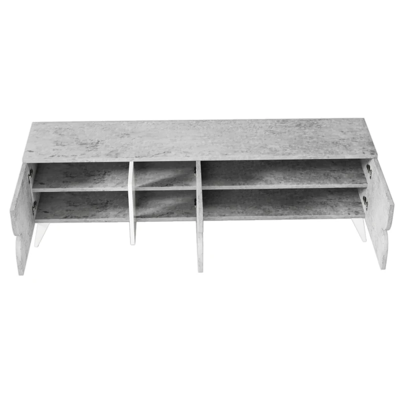 TV-Schrank mit offenen Fächern, viel Stauraum und Kabelmanagement, 160×40×51 cm, Grau