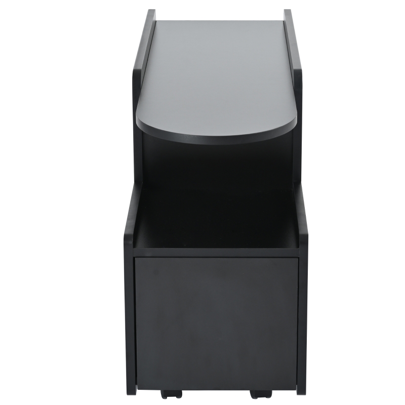 Armoire d'appoint multifonctionnelle avec roulettes, chariot de rangement polyvalent pour salon, salle à manger et chambre à coucher, design arrondi, 82 cm x 30 cm x 53 cm, Noir