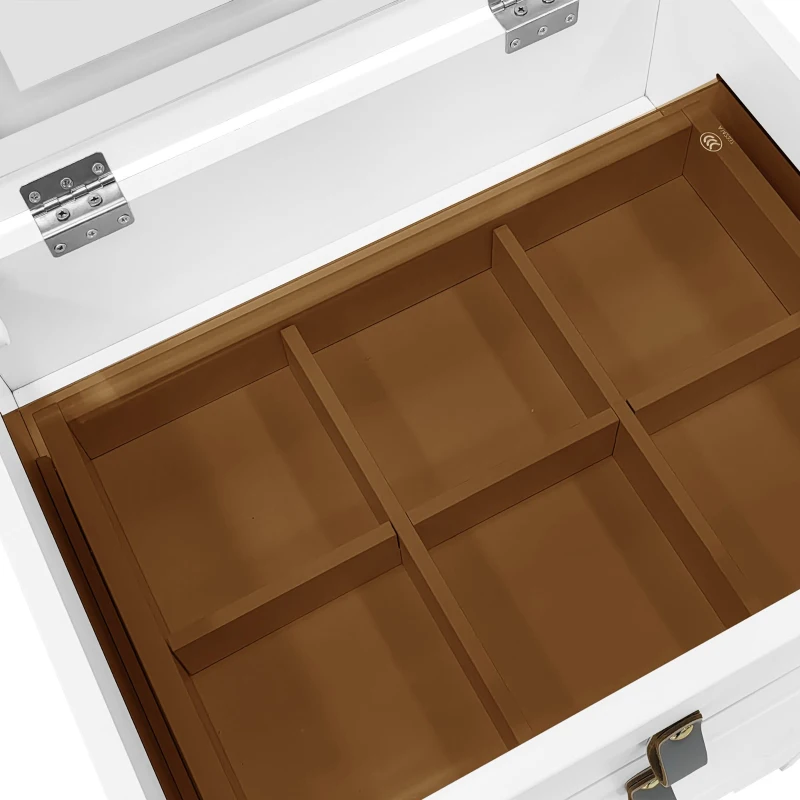 Schminktisch mit LED-Beleuchtung, 3 Schubladen und Spiegel, Multifunktionaler Aufbewahrungshocker, 50×40×115.6 cm, Weiß