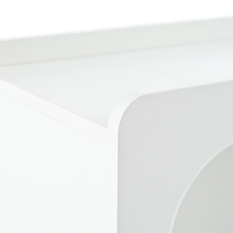 Mobiletto bianco con ruote, versatile carrello portaoggetti per soggiorno, sala da pranzo e camera da letto, design ad arco arrotondato, 82×30×53 cm, Bianco