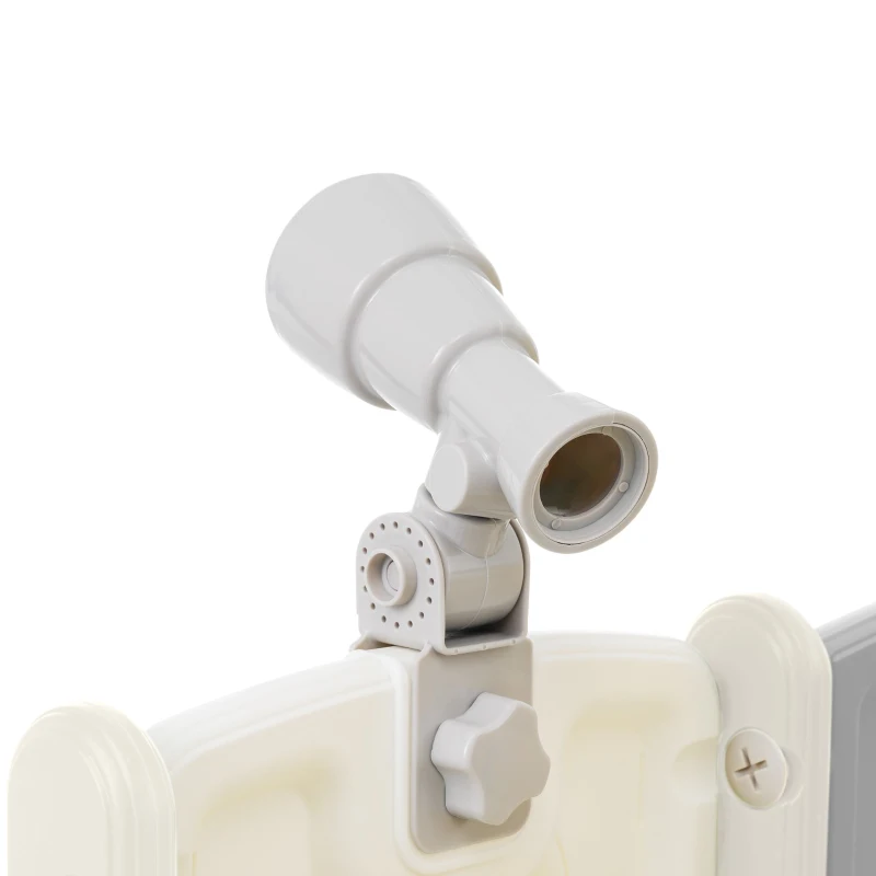 8-in-1 Scivolo per Bambini, Gioco da Arrampicata Multifunzionale con 2 Scivoli, Scala da Arrampicata, Canestro da Basket, Gioco del Lazo, Binocolo, Armadietti, 200×165×95 cm,Grigio antico bianco