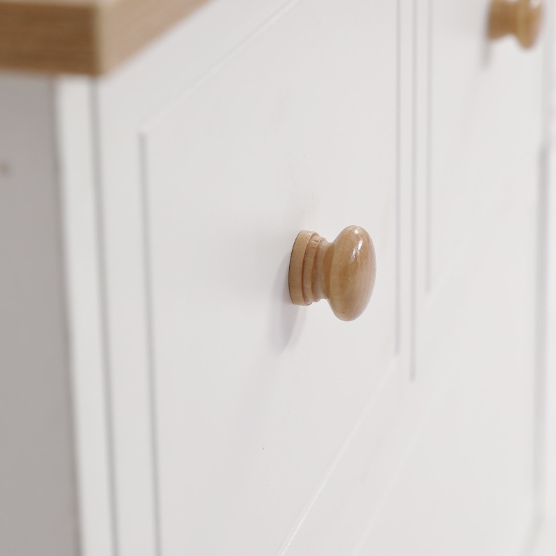 Comodino con 2 cassetti, per soggiorno e camera da letto,60×40×51,5 cm, Bianco + Naturale