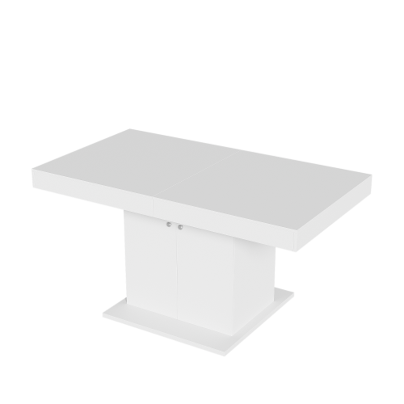 Table à manger extensible et multifonctionnelle avec espace de rangement, 140/180L × 80l × 76H cm, Blanc.