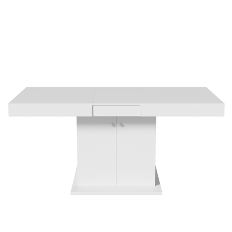 Table à manger extensible et multifonctionnelle avec espace de rangement, 140/180L × 80l × 76H cm, Blanc.