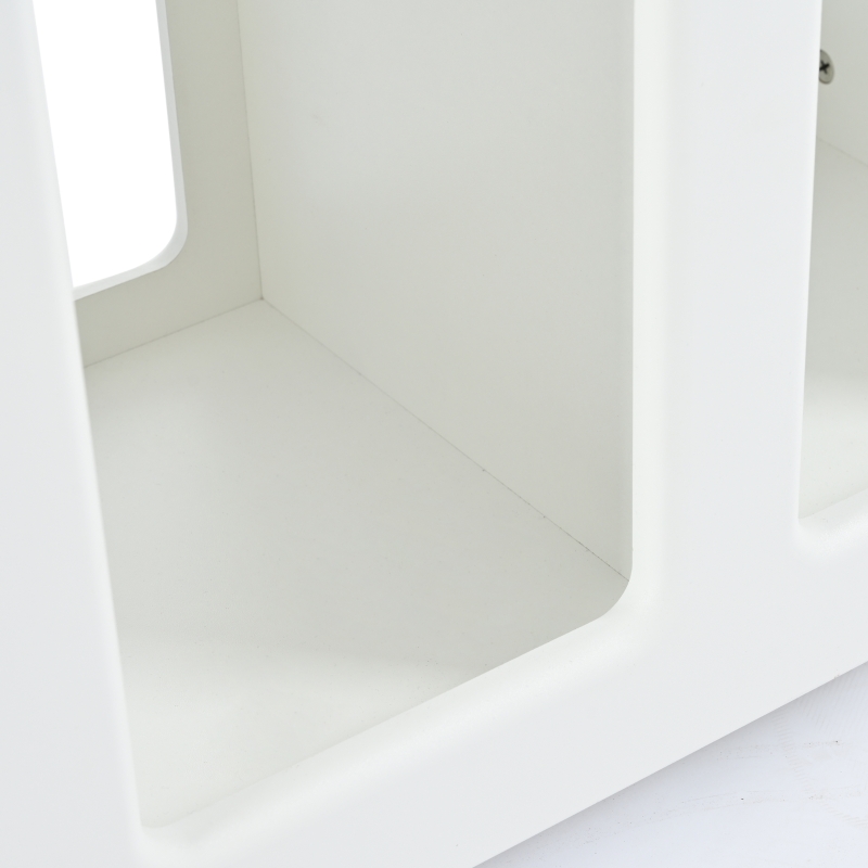 Armoire d'appoint blanche avec roulettes, chariot de rangement polyvalent pour salon, salle à manger et chambre à coucher, design arrondi, 82×30×53 cm, Blanc