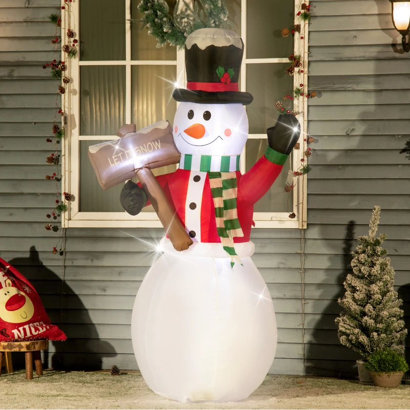 HOMCOM Aufblasbarer Schneemann, Outdoor Weihnachtsdekoration, 1,80 m, Santa Claus, inkl. Gebläse, Mehrfarbig