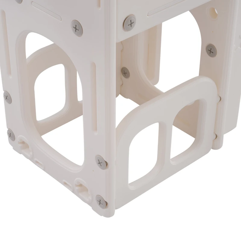 Scivolo per bambini con altalena, piattaforma, armadietto,gioco di perforazione, canestro basket e scala,Grigio+Bianco