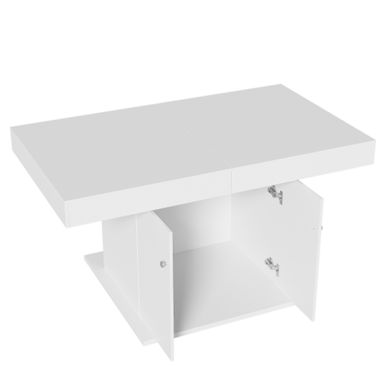 Table à manger extensible et multifonctionnelle avec espace de rangement, 140/180L × 80l × 76H cm, Blanc.