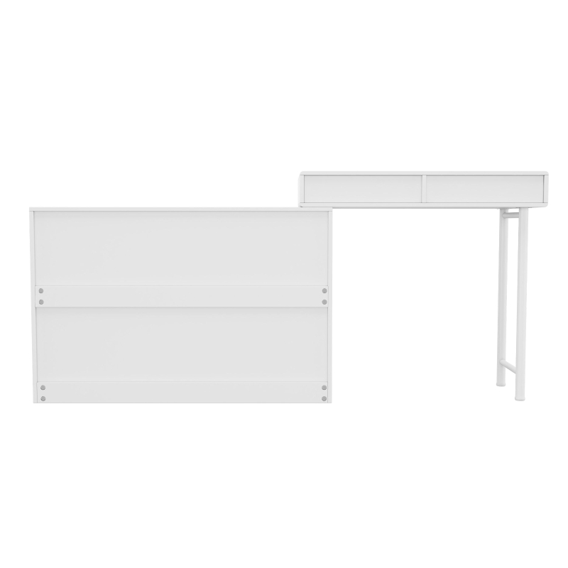 Coiffeuse avec armoires latérales extensibles, armoire de rangement pratique, 200×40×85 cm, Blanc