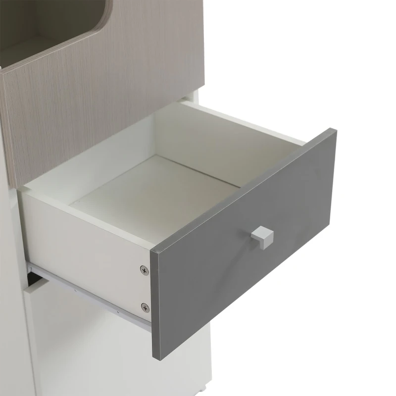 Libreria alta con ante a L e ampio spazio di archiviazione, 45 x 40 x 184 cm, Bianco