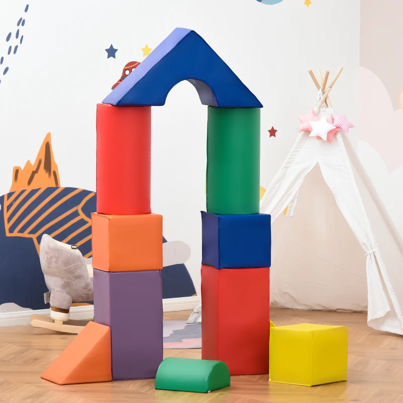 HOMCOM Große Spielklötze für Kinder, 11-teiliges Set, für Kinder 1-3 Jahre, Schaumstoff, Bunt(m-8)