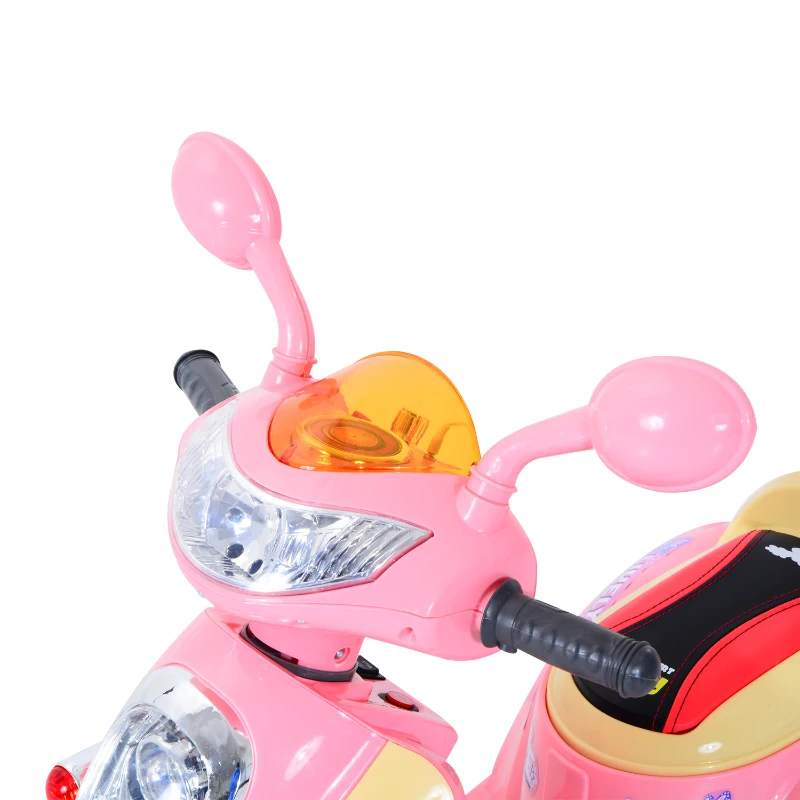 HOMCOM Elektro Kindermotorrad Elektromotorrad Kinderelektroauto Kinderfahrzeug Dreirad, 6V, Metall+PP, 108x51x75cm (Rosa+Gelb)