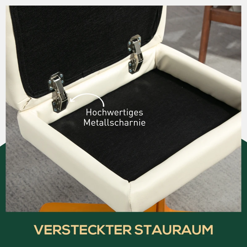 HOMCOM Relaxfauteuil met Hocker, 145° Kantelbare Rugleuning, 360° Draaibaar, Kunstleer, Crèmewit