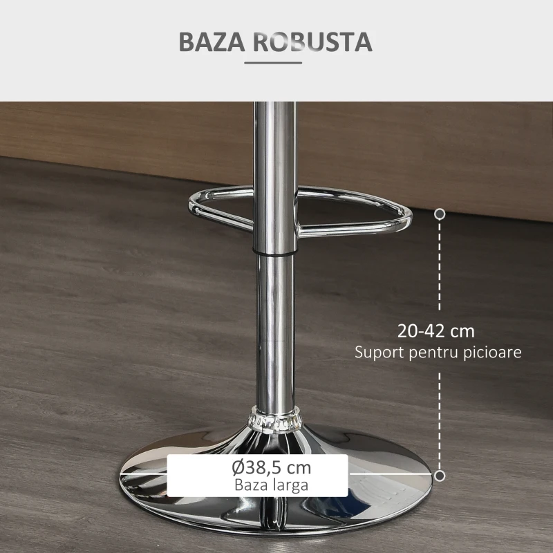 Homcom Set 2 Scaune Bar Gri – Reglabile, Cu Spatar & Suport Picioare(m-7)