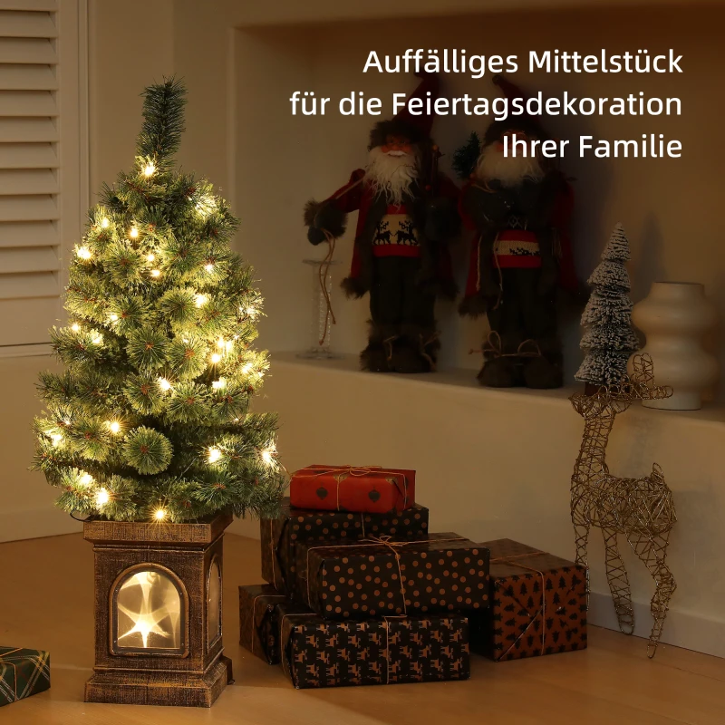 HOMCOM Choinka z realistycznym wyglądem, zintegrowane LEDy, regulacja światła, 8 trybów, 45 x 90 cm, Zielona