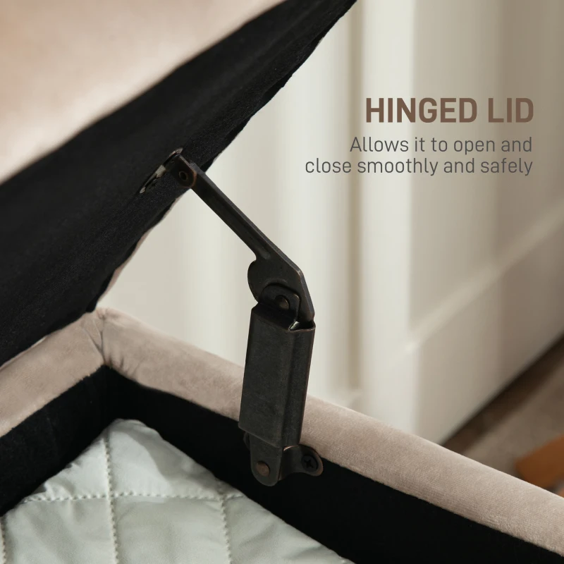 HOMCOM Bancă de Depozitare Tapițată cu Picioare Subțiri, Bancă de Depozitare din Material de Tip Catifea, 102x35x43 cm, Bej