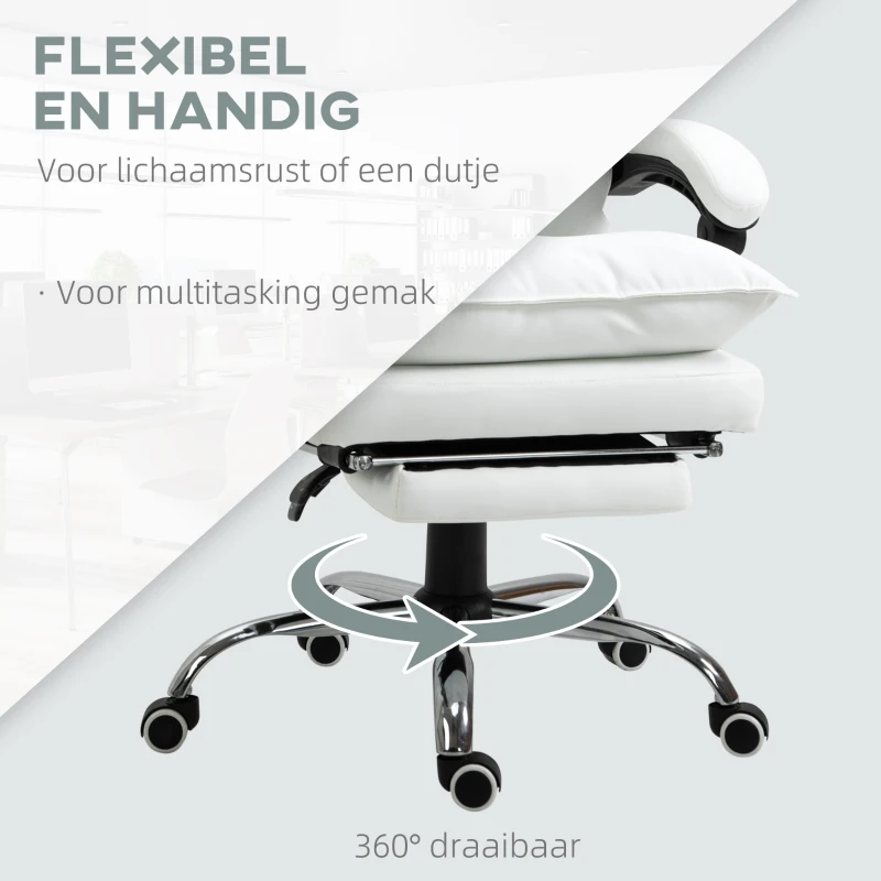 Vinsetto Kantoorstoel in hoogte verstelbare schrijftafelstoel draaistoel 90°-155° rugleuning PU(m-6)