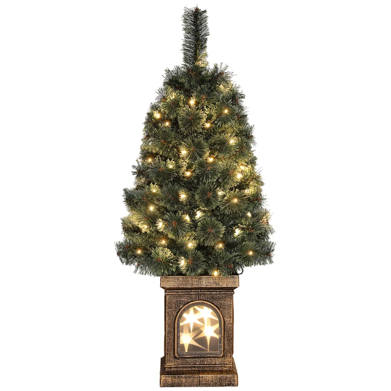 HOMCOM Choinka z realistycznym wyglądem, zintegrowane LEDy, regulacja światła, 8 trybów, 45 x 90 cm, Zielona