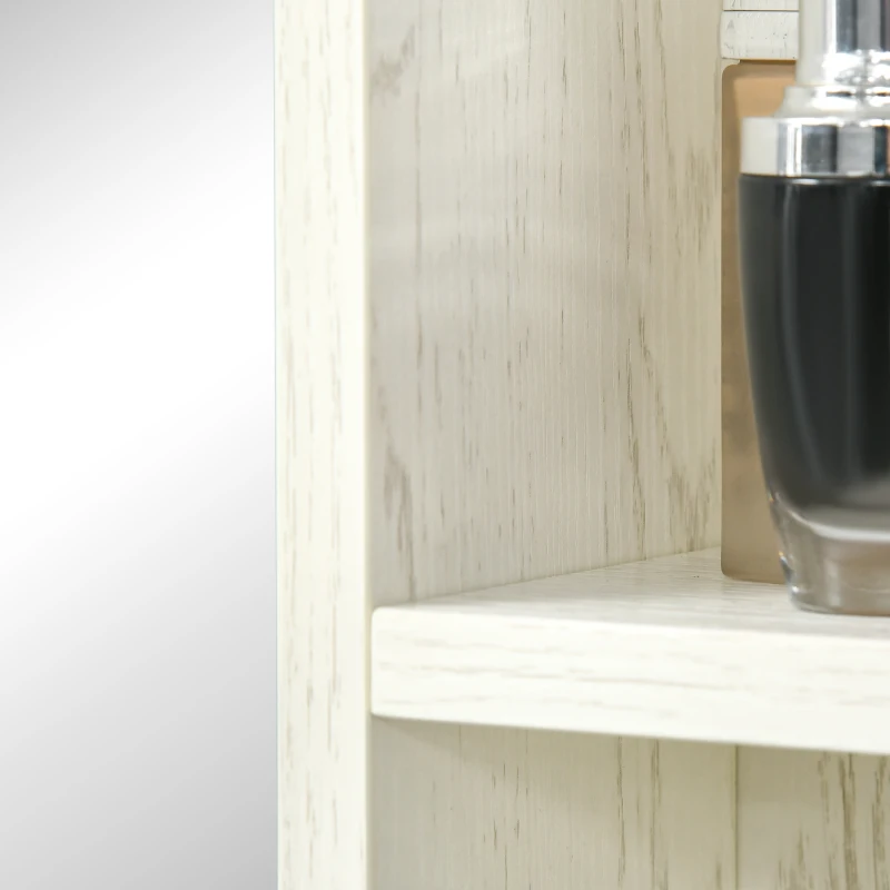 kleankin Armário de Casa de Banho com Espelho Móvel para Casa de Banho Estilo Moderno 63x15x65 cm Branco