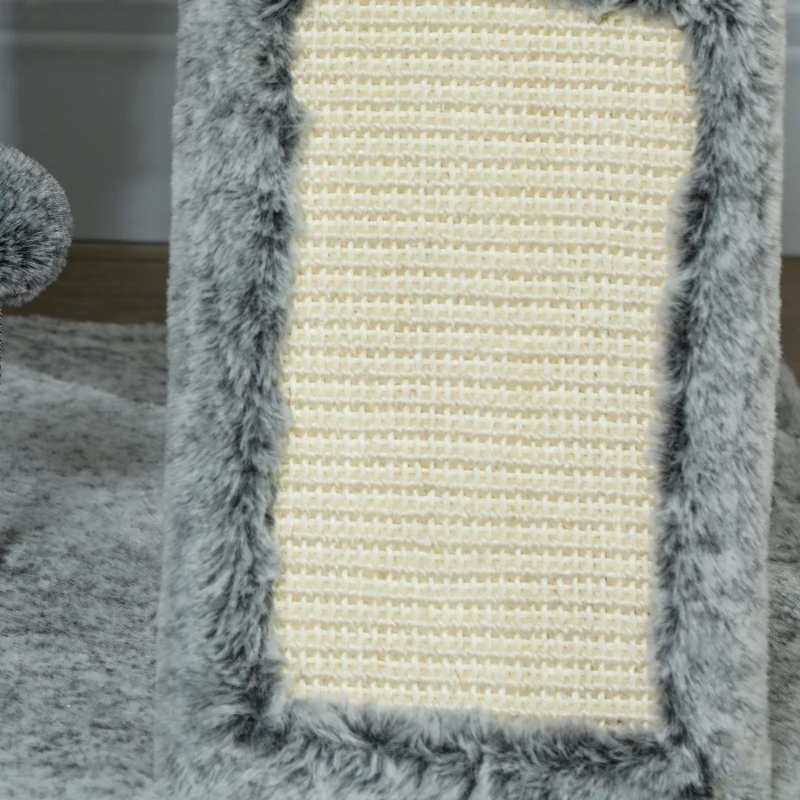 PawHut Arranhador para Gatos de Solo ao Teto com Altura Ajustável Rampa e Bolas de Brincar 60x48x225-255 cm Cinza