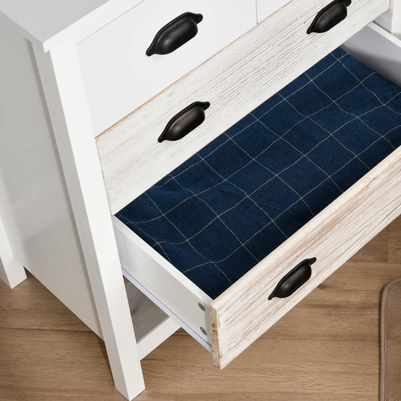 HOMCOM Cómoda com 5 Gavetas Cómoda para Dormitório Moderna com Desenho Anti-Tombo 70x38x85 cm Branco