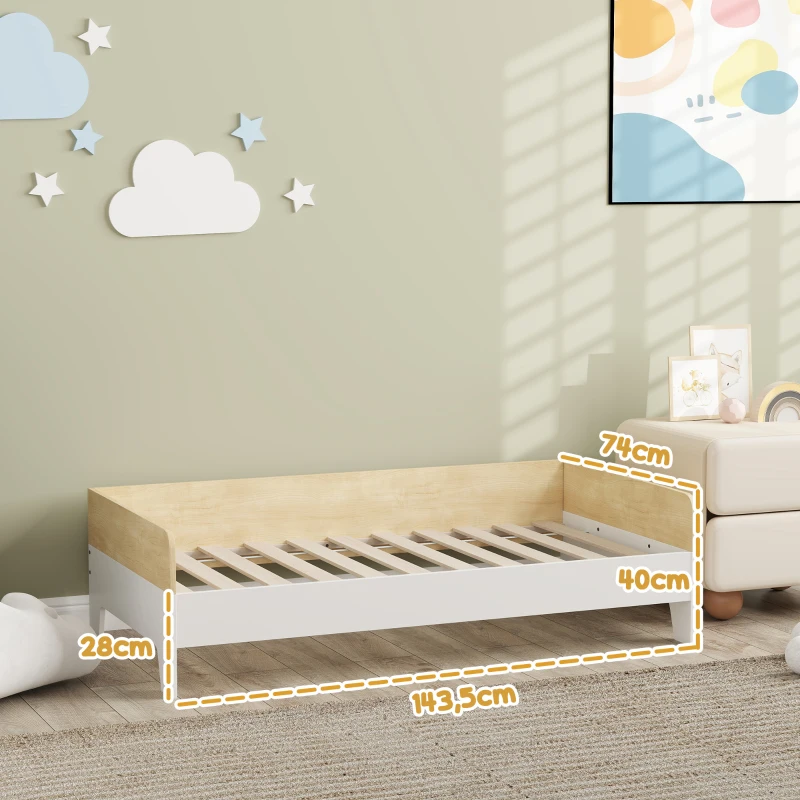 AIYAPLAY Cama para Crianças acima de 3 Anos 143,5x74x40 cm Cama de Madeira para Crianças Carga 80 kg para Dormitório Branco e Madeira